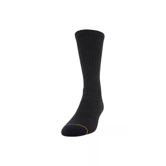 Goldtoe Signature Gold Men's 6-Pack Black Repreve Crew Socks Size 6-12.5 - NWT - Picture 2 of 6
